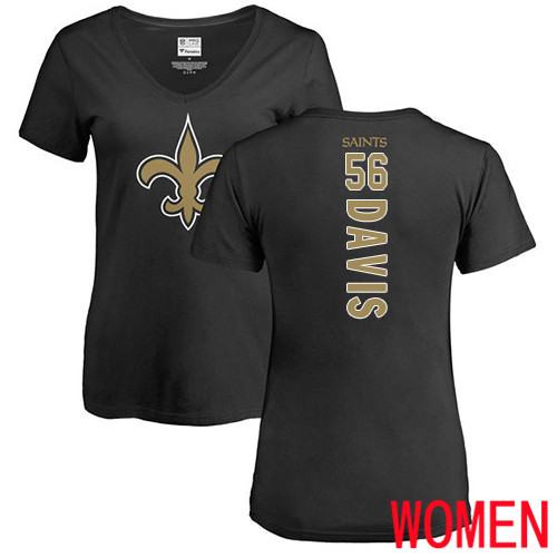New Orleans Saints Black Women DeMario Davis Backer Slim Fit NFL Football #56 T Shirt